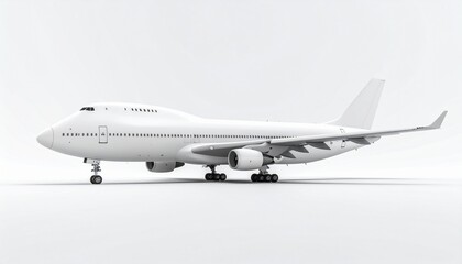 Obraz premium White Boeing 747 Side View Mockup
