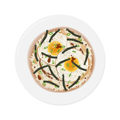 Vector Illustration logo Clipart  Top View Gyeran Bap Korean Egg Rice