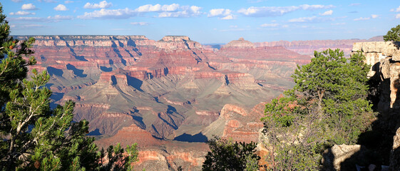 The Amazing Grand Canyon in Arizona - Panoramic views of the south rim landscapes on a sunny day.