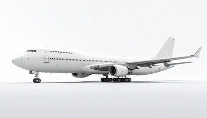 Obraz premium White Boeing 747 Side View Mockup