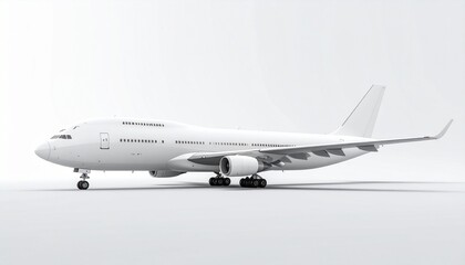White Boeing 747 Side View Mockup
