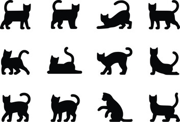 Cat Lover Icon Adorable Feline Silhouette Simple Clean Vector Set for Designers
