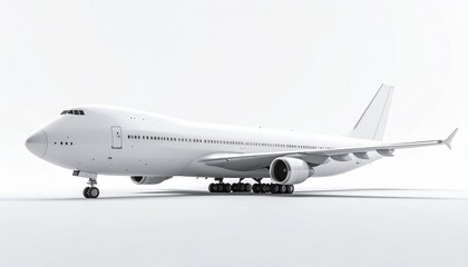 Obraz premium White Boeing 747 Side View Mockup