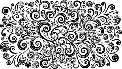 Intricate Black and White Swirls and Flourishes