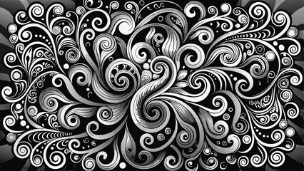 Elegant Swirls and Ornaments in Black and White