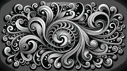 Fototapeta premium Elegant Silver Scrollwork Flourish