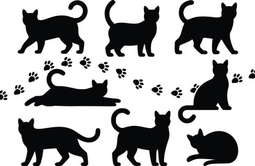 Cat Lover Icon Adorable Feline Silhouette Simple Clean Vector Set for Designers