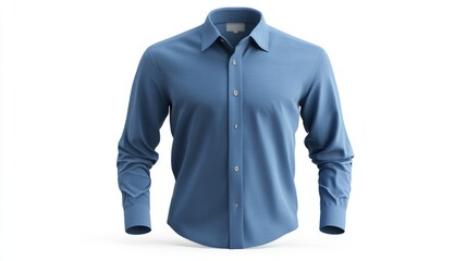 Formal blue shirt, perfect for professional business or casual occasions on white background