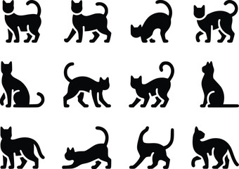 Cat Lover Icon Adorable Feline Silhouette Simple Clean Vector Set for Designers