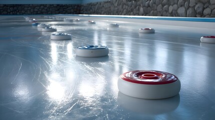 Obraz premium Master Curling Strategy On Pristine Ice Sheets Without Players Emphasizing Precision Shot Execution And Efficiency
