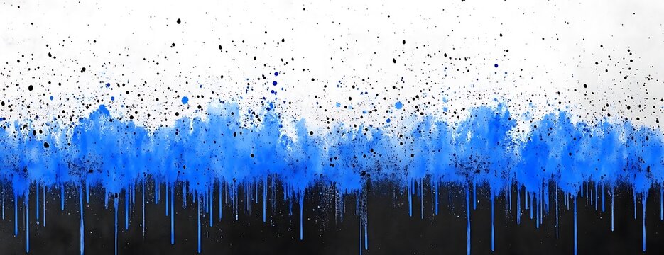Blue paint drips on black, white splatter