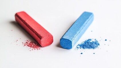 Two colorful chalk pieces