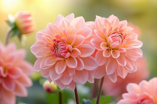 Delicate Pink Dahlia Blooms