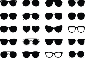 Eyewear Accessory Icons Stylish Sunglasses Silhouette Collection 