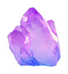 Fototapeta premium Vibrant amethyst crystal with faceted surfaces, cut out - stock png.