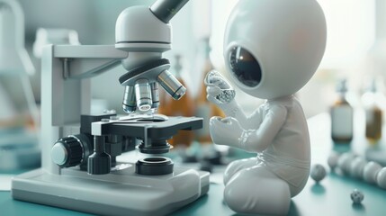 Stick Figure Using a Microscope: A stick figure looking through a microscope, analyzing cellular or molecular specimens to gain insights into their structure and function.
