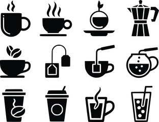 Coffee and Tea Diverse Drink Menu IconsBeverage Vector