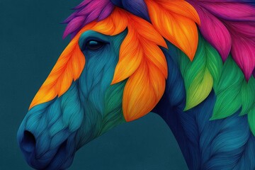 Obraz premium Colorful stylized illustration of a horse's head.
