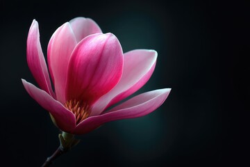 Fototapeta premium Close-up view of a vibrant pink magnolia flower.