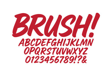 hand brush graffiti font. Marker brush handlettering font and number