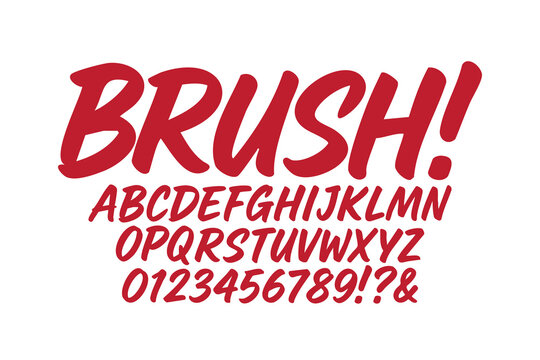 hand brush graffiti font. Marker brush handlettering font and number