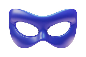 Blue eye mask with curved design for costumes and parties, cut out - stock png.