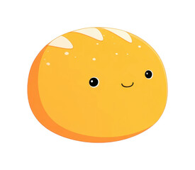 Fototapeta premium Cute smiling cartoon bread with happy face, cut out - stock png.