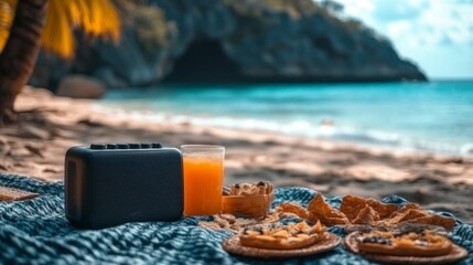 Tropical Beach Picnic with Refreshments and Ocean View