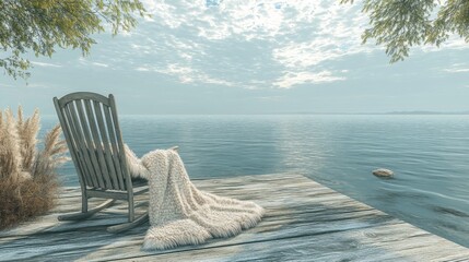 Peaceful Seascape with a Person Relaxing in a Chair