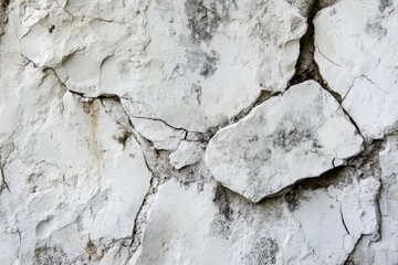 Weathered, cracked white stucco wall
