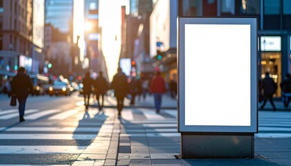City Light Box Mockup at Pedestrian Crossing