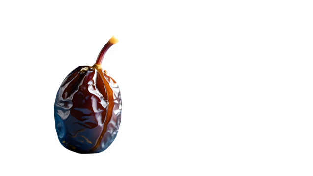 Isolated Medjool Date with Wrinkled Skin on Transparent Background