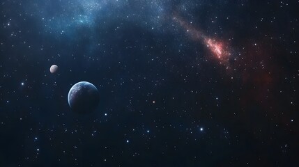 Obraz premium Cosmic expanse showcasing celestial bodies and nebulae.