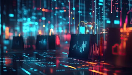 Digital shopping bags, data visualization
