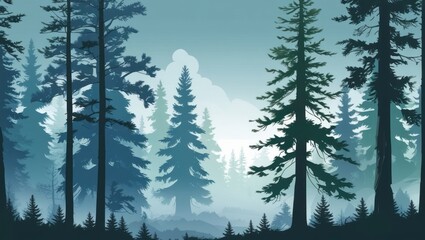 Fototapeta premium pine forest vector background