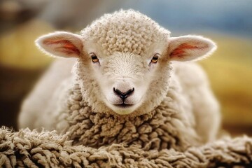Obraz premium Whimsical portrait showcasing the charm of a young lamb.