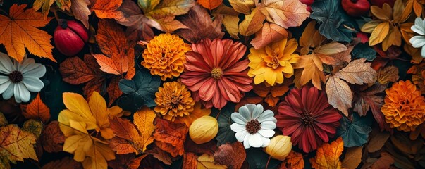 Fototapeta premium Incorporate floral designs to enhance your autumn-themed decor.