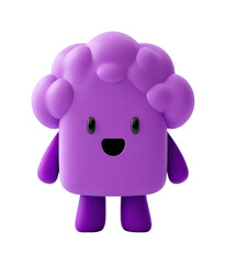 Obraz premium Cute purple cartoon character with big smile and round ears, cut out - stock png.