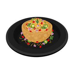 Vector Illustration logo Clipart Katori Chaat Aloo Tikki Chaat Aloo Tokri Chaat Isolated