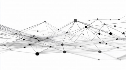 Abstract Network Connects Nodes with Lines on White Background for Data Visualization