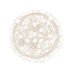 Vector Illustration Logo line art Top View Katori Chaat Aloo Tikki Chaat Aloo Tokri Chaat 