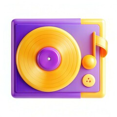 A vibrant, modern turntable in purple and orange colors, showcasing a unique design and playful texture.