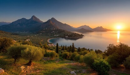 Coastal Sunrise Over  Mediterranean Bay