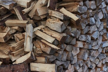 Wood Log Pile Closeup