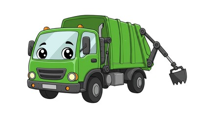 Cute Cartoon Garbage Truck with Robotic Arm – Vector Illustration for Kids