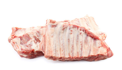 Fresh raw pork ribs isolated on white