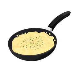 Vector Illustration Logo Clipart Cooking Scrambled Eggs on a Pan 