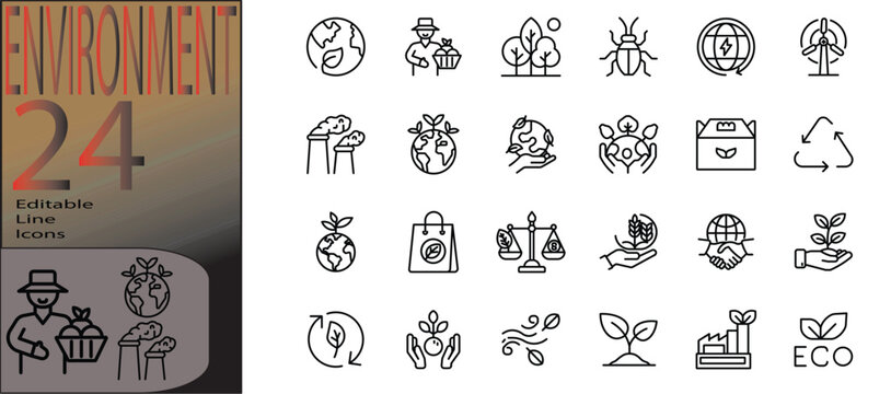 set of environmental icons  cannot be edited already expanded and merged	