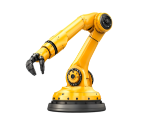 Robotic arm designed for precision tasks in modern manufacturing environments isolated on transparent background