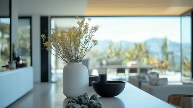 Vas bunga di interior rumah modern